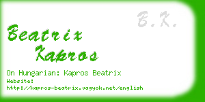 beatrix kapros business card